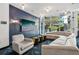 Comfortable lounge area with stylish seating, a large TV, and plenty of natural light at 950 W Peachtree Nw St # 1214, Atlanta, GA 30309