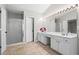 Clean bathroom with a separate shower and vanity with ample counter space at 5010 Foxberry Ln, Roswell, GA 30075