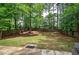 Secluded backyard featuring mature trees and plenty of space for outdoor activities at 3186 Sail Winds Nw Dr, Acworth, GA 30101