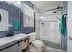 Stylish bathroom with tiled shower and glass door at 3186 Sail Winds Nw Dr, Acworth, GA 30101