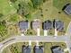Aerial view of homes in a residential neighborhood, highlighting landscaping and neighborhood layout at 3525 Brynhurst Dr, Cumming, GA 30028