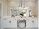 Modern bathroom with double vanity, stylish pendant lights, and a large mirror at 3525 Brynhurst Dr, Cumming, GA 30028