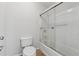 Bright bathroom with a glass-enclosed shower and a standard white toilet at 3134 Flery Way, Lawrenceville, GA 30046