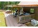 A partially covered patio with an outdoor grill and a hot tub visible in the background at 6980 Lamplighter Ln, Winston, GA 30187