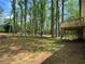 Large wooded backyard with a deck, mature trees, and plenty of privacy at 7160 Royston Way, Cumming, GA 30028