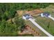 Aerial shot of new home showing its location and spacious yard with landscaping at 47 Whitley Ct, Dallas, GA 30157