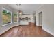 Kitchen with white cabinets, stainless steel appliances, granite counters, and hardwood floors at 47 Whitley Ct, Dallas, GA 30157