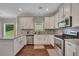 Kitchen with stainless steel appliances, granite counters, white cabinets, and hardwood floors at 47 Whitley Ct, Dallas, GA 30157