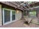 View of the wooden deck and the back side of the house with a swing at 563 Navarre Dr, Stone Mountain, GA 30087