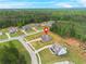 Panoramic aerial view of home showcasing neighborhood with lush greenery and surrounding houses at 100 Nemoura Ct, Fairburn, GA 30213