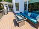 Relaxing outdoor deck featuring comfortable lounge seating and a modern fire pit table at 10635 Sugar Crest Ave, Johns Creek, GA 30097