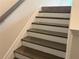 Elegant staircase featuring stained wood treads, white risers, and a contemporary design at 93 Riverwood Dr, Dallas, GA 30157