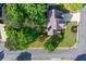Aerial view of a well-maintained home showcasing lush landscaping and a manicured lawn at 4876 Sara Creek Way, Sugar Hill, GA 30518