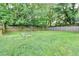 A large, fenced backyard features green grass and mature trees at 1112 Birch Sw St, Atlanta, GA 30310
