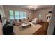 Inviting living room featuring hardwood floors, neutral furnishings, modern decor, and bright windows at 2132 Clairmont Rd, Brookhaven, GA 30033