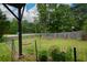 Fenced backyard features mature trees and greenery with room to plant a garden at 30 W Fork Way, Temple, GA 30179
