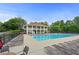 Resort-style community pool with sundeck, lounge chairs, and clubhouse at 4195 Settlers Grove Rd, Cumming, GA 30028
