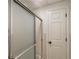 Bathroom showing the glass shower and door at 1875 Bernice Dr, Cumming, GA 30041