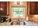 Double bowl sink in a kitchen with granite counters, tile backsplash, and stainless steel appliances at 1185 Gallatin Way, Suwanee, GA 30024