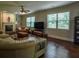 Cozy living room with hardwood floors, fireplace, and a comfortable seating arrangement at 1185 Gallatin Way, Suwanee, GA 30024