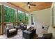 Relaxing screened-in back porch with comfortable seating and wooded views at 4383 Capstone Ne Ct, Roswell, GA 30075