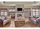 Comfortable living room with a stone fireplace, built-in shelving, and sofas perfect for relaxing at 3250 Seven Oaks Dr, Cumming, GA 30041