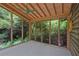 Light-filled sunroom with wood ceiling and views of a lush backyard at 605 Ga 120 Hwy, Roswell, GA 30075