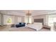 Spacious primary suite with a tray ceiling, chandelier lighting, and ample natural light from surrounding windows at 2720 Garonne Way, Cumming, GA 30041