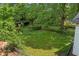 Expansive backyard featuring lush greenery, a wooden fence, and a detached shed at 1377 Pine Ave, Atlanta, GA 30344