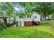 View of back of the house with a backyard and old garage at 1377 Pine Ave, Atlanta, GA 30344