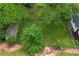 Aerial view of overgrown backyard and dilapidated garage at 1377 Pine Ave, Atlanta, GA 30344