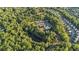 Aerial view of community amenities including swimming pool, tennis courts, sports field, and clubhouse surrounded by trees at 6150 Bridge Fair Rd, Cumming, GA 30028