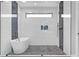 An elegant bathroom featuring a pebble-stone shower floor, glass shower door and soaking tub at 3312 Mill Forest Dr, Conyers, GA 30094