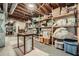 Unfinished basement storage with wooden shelving for storage at 125 Fortuna Ct, Roswell, GA 30075