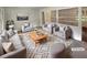 Virtually staged living room featuring gray furniture, geometric rug, and lots of natural light at 4246 Chestnut Grove Ln, Austell, GA 30106
