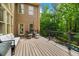 Inviting deck area with outdoor seating and dining, perfect for enjoying the backyard views and relaxing at 120 Burford Holw, Alpharetta, GA 30022