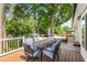 Inviting outdoor deck featuring a dining area and comfortable seating for relaxation at 3890 Cherrydale Se Ln, Smyrna, GA 30082