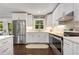 Updated kitchen featuring white cabinets, stainless steel appliances, and an area rug at 3890 Cherrydale Se Ln, Smyrna, GA 30082