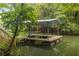A covered dock extends into the serene waters, offering direct lake access at 5560 Pilgrim Point Ext, Cumming, GA 30041