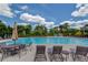 Community pool with lounge chairs, tables, and umbrellas, great for relaxation at 5960 Bridge Stone Ct, Cumming, GA 30028