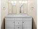 Bright bathroom featuring a double sink vanity with white cabinets and modern fixtures at 220 Hillswick Ct, Atlanta, GA 30328