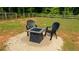 Backyard features a cozy fire pit area with Adirondack chairs, perfect for outdoor gatherings at 62 Presley Farm Pkwy, Rockmart, GA 30153