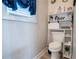 Neat bathroom showcasing toilet, storage shelving, and decor at 62 Presley Farm Pkwy, Rockmart, GA 30153
