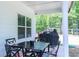 Outdoor dining area on a covered patio, perfect for enjoying meals in a serene setting at 62 Presley Farm Pkwy, Rockmart, GA 30153