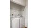 Compact laundry room with a full-size washer and dryer plus wire shelving at 821 Ralph Mcgill Ne Blvd # 2113, Atlanta, GA 30306