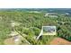 Aerial view showcasing the property nestled in a wooded area, highlighted with an inset home image at 5652 Burruss Rd, Cumming, GA 30028