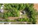 Scenic aerial view of a home nestled among lush trees, with a long driveway and surrounding greenery at 5652 Burruss Rd, Cumming, GA 30028