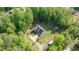 Aerial view of a charming home surrounded by lush greenery and mature trees for privacy at 5652 Burruss Rd, Cumming, GA 30028