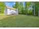 Expansive backyard featuring well-maintained lawn and mature trees, offering ample space for recreation at 5652 Burruss Rd, Cumming, GA 30028