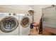 Bright laundry room includes washer, dryer and ample storage space at 245 Tapestry Dr, Mcdonough, GA 30252